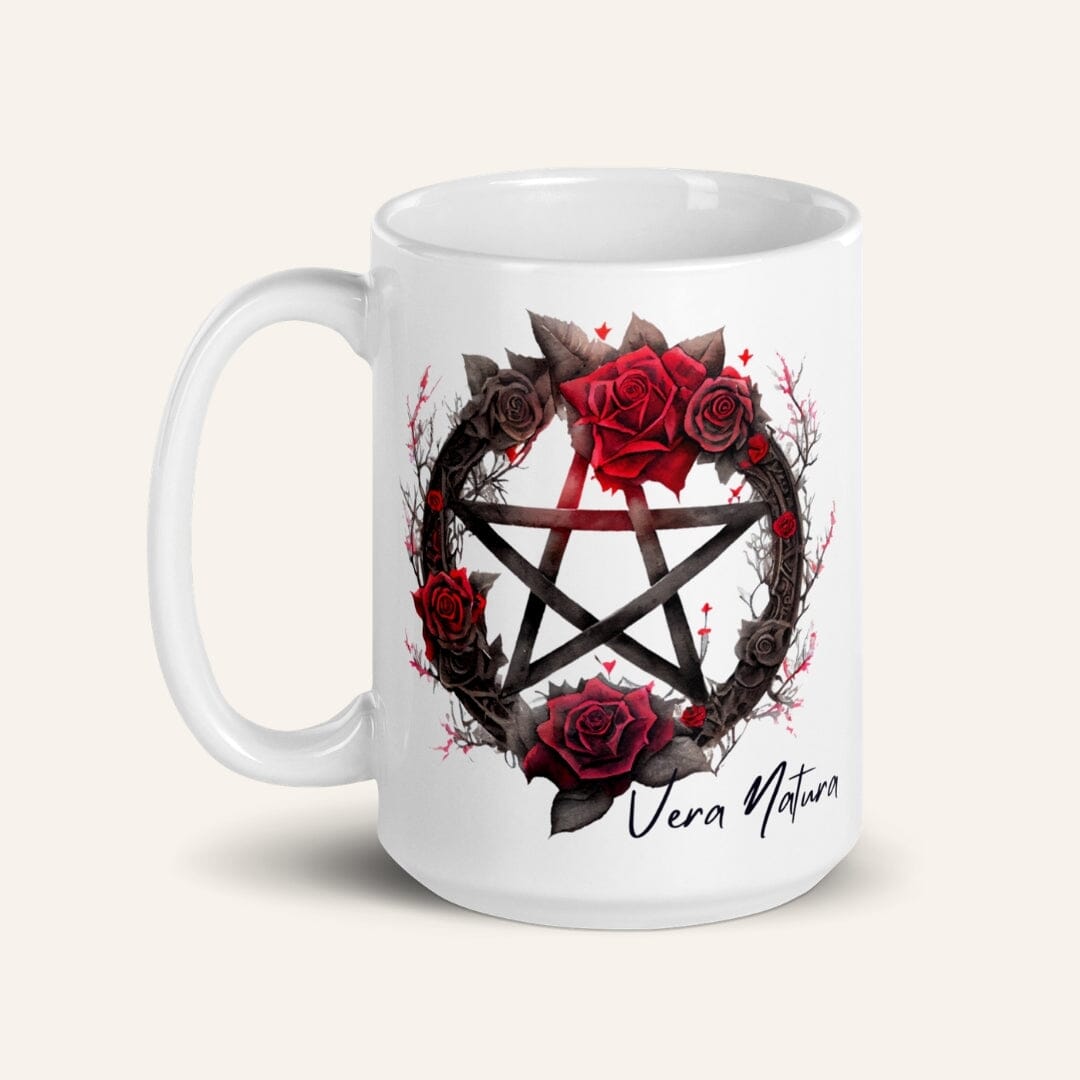 Dark Art Grunge Goth Occult Gothic Aesthetic I Latin Phrase Vera Natura White Glossy Mug Mug Taverna da Ilsa 