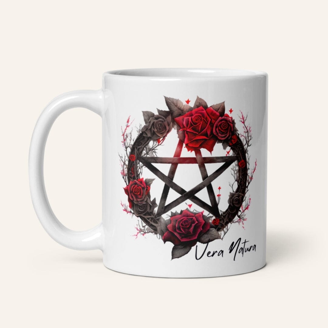 Dark Art Grunge Goth Occult Gothic Aesthetic I Latin Phrase Vera Natura White Glossy Mug Mug Taverna da Ilsa 