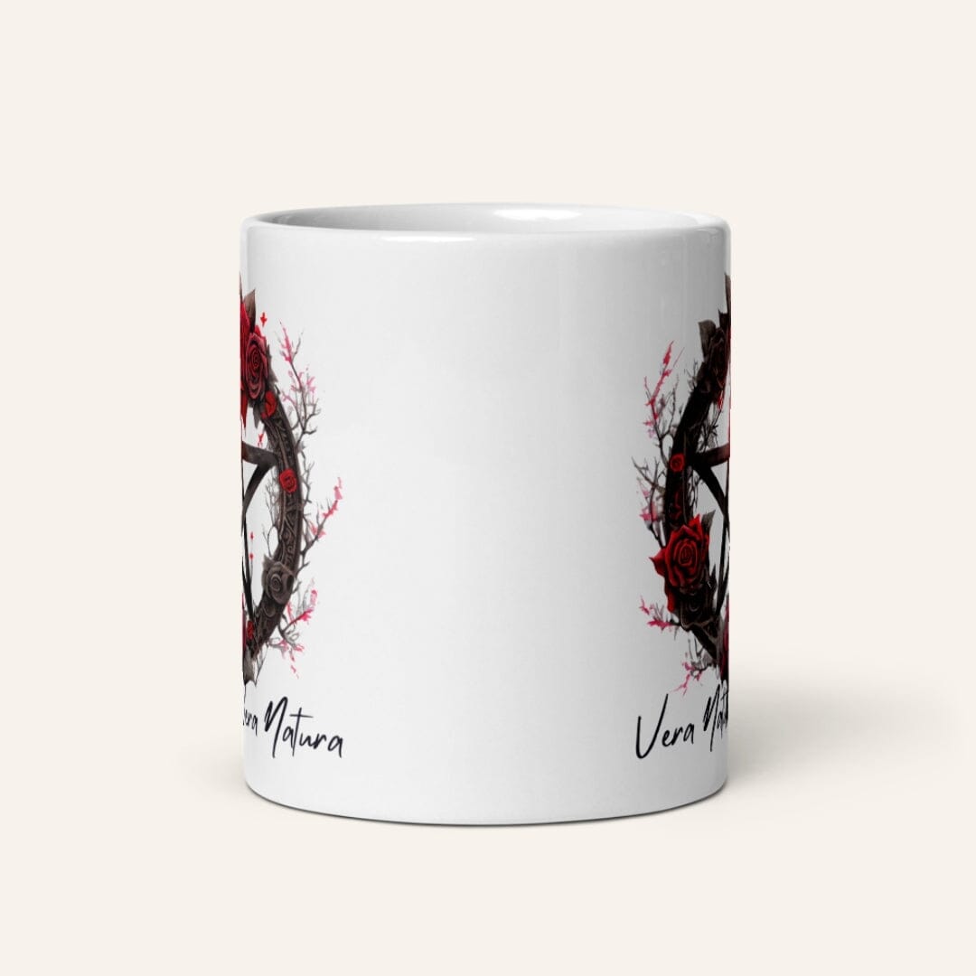 Dark Art Grunge Goth Occult Gothic Aesthetic I Latin Phrase Vera Natura White Glossy Mug Mug Taverna da Ilsa 
