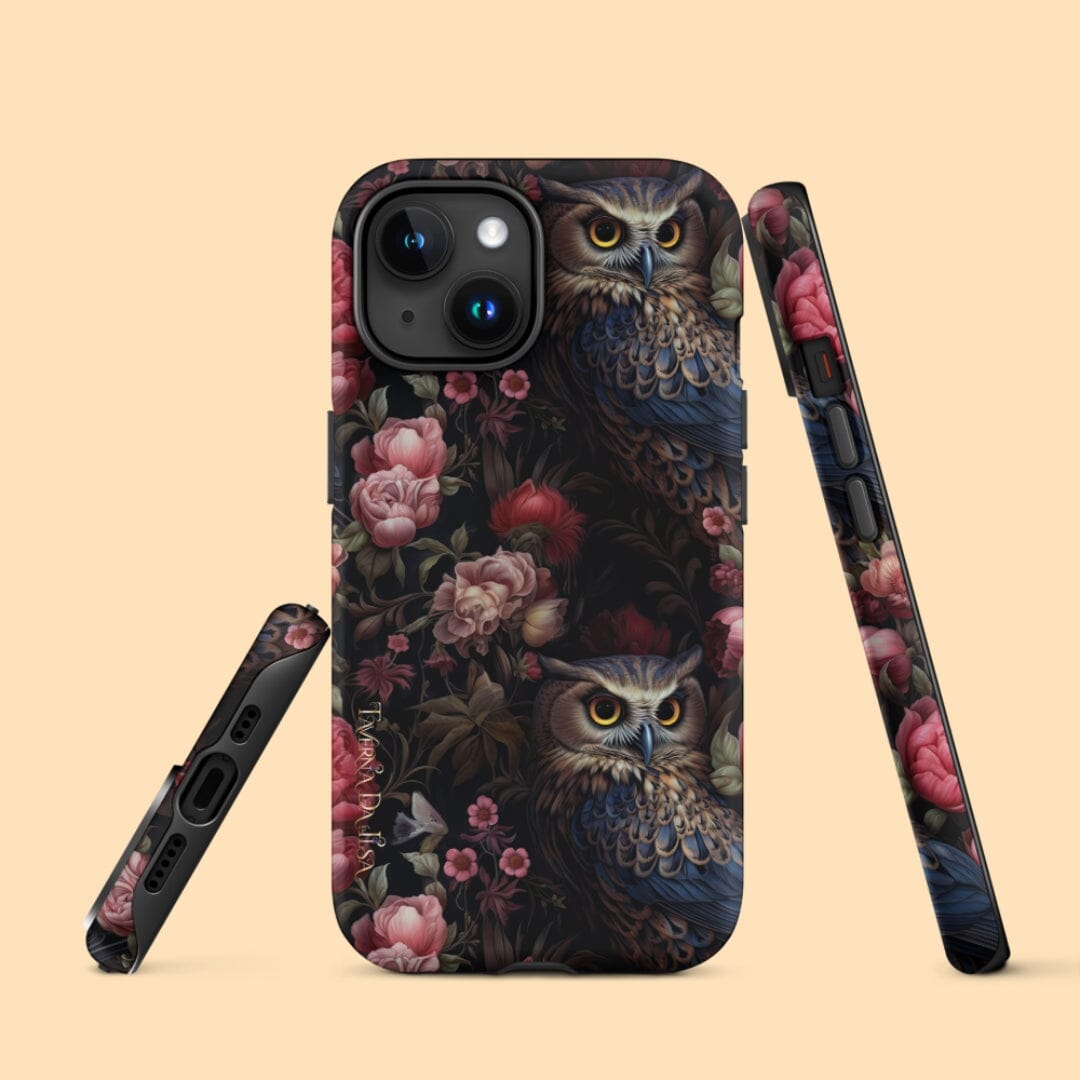 Taverna da Ilsa Dark Academia Aesthetic I Tough iPhone Case Floral Gothic Owl I Gothic Rococo Taverna da Ilsa Matte iPhone 15 