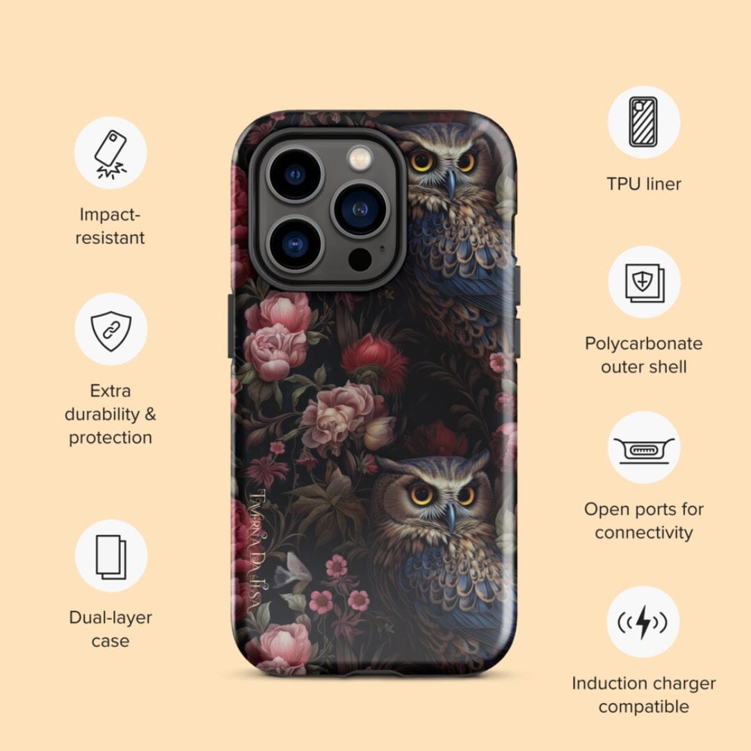 Taverna da Ilsa Dark Academia Aesthetic I Tough iPhone Case Floral Gothic Owl I Gothic Rococo Taverna da Ilsa 