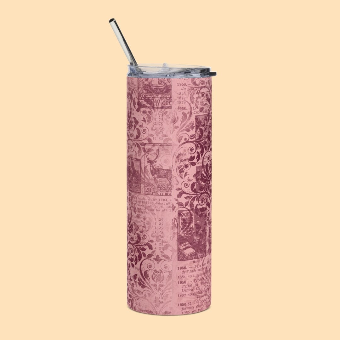 Dark Academia Aesthetic Skinny Tumbler with Straw, 20oz Gothic Floral Taverna da Ilsa 