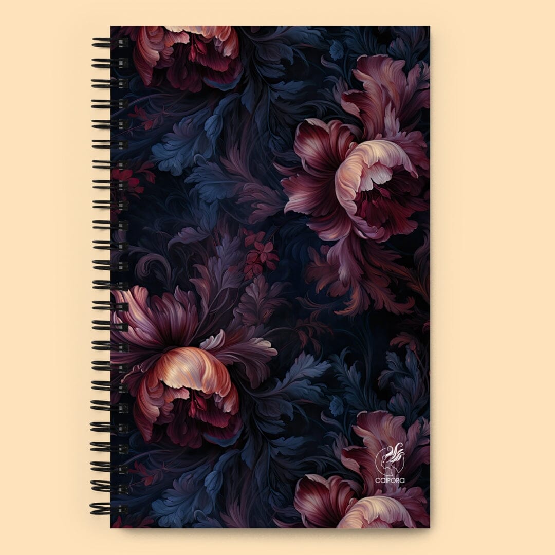 Dark Academia Aesthetic Gothic Floral Rococo Spiral Notebook Caipora Books 