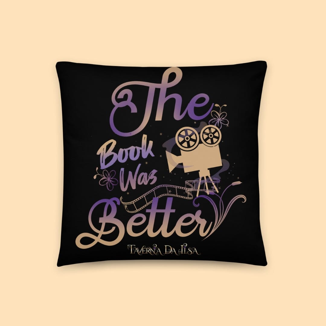 Dark Academia Aesthetic The Book Was Better Collection Black Basic Pillow Pillow Taverna da Ilsa 18″×18″ 