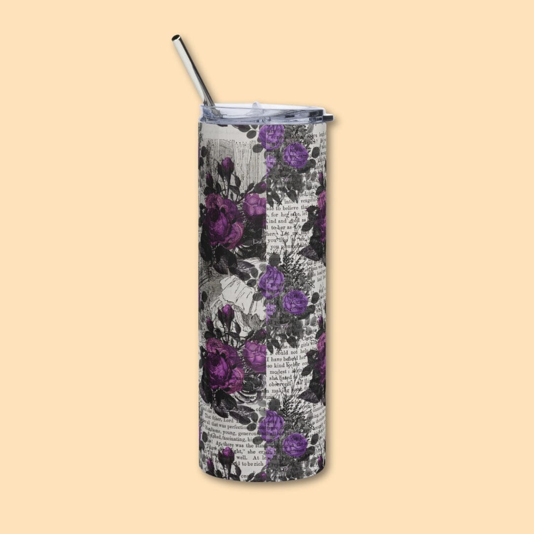 Dark Academia Aesthetic Skinny Tumbler with Straw, 20oz Gothic Floral Tumbler Taverna da Ilsa 