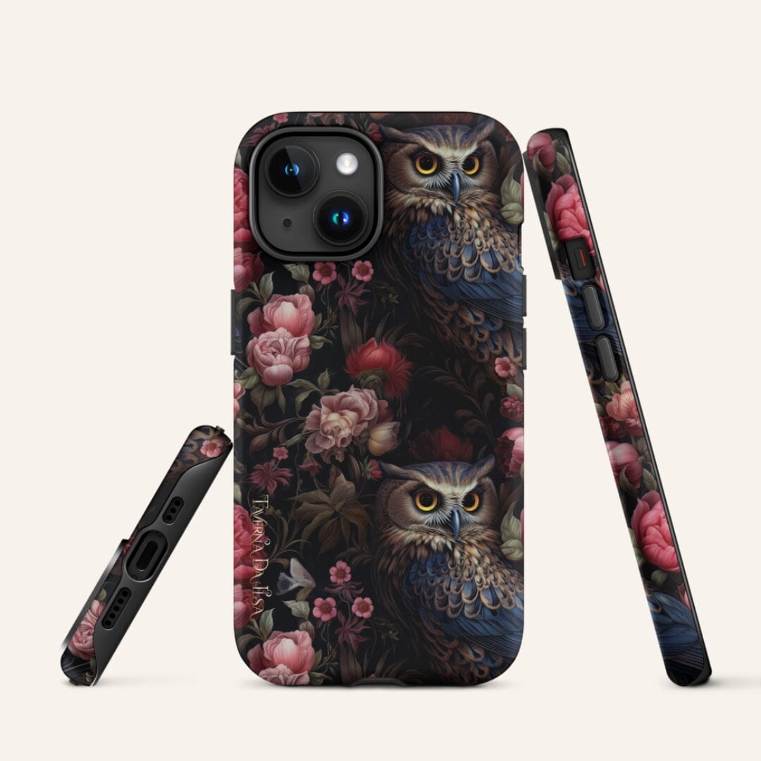 Taverna da Ilsa Dark Academia Aesthetic I Tough iPhone Case Floral Gothic Owl I Gothic Rococo Caipora Books 
