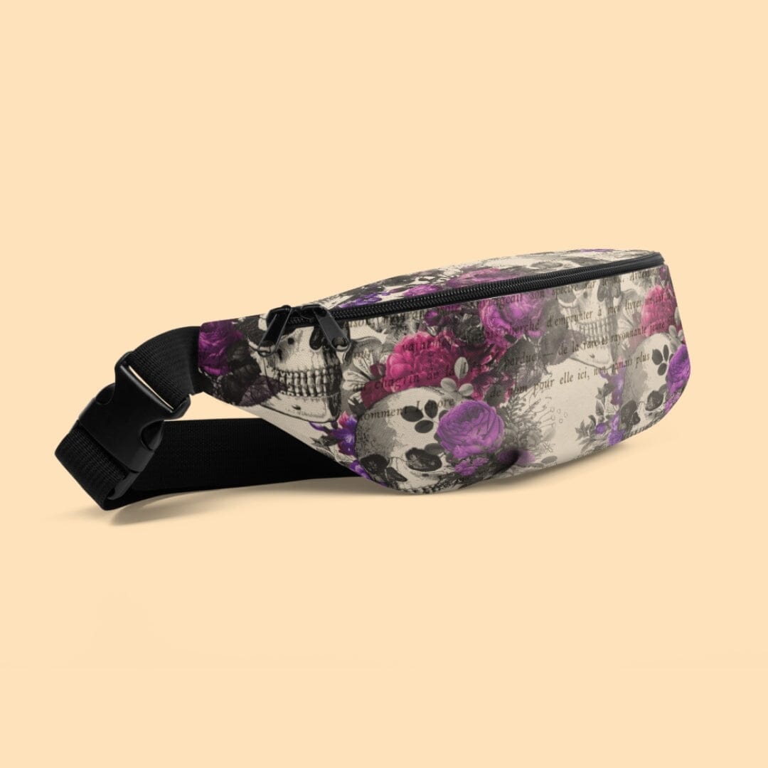 Dark Academia Gothic Floral &amp; Skull Fanny Pack Acessoires Taverna da Ilsa 