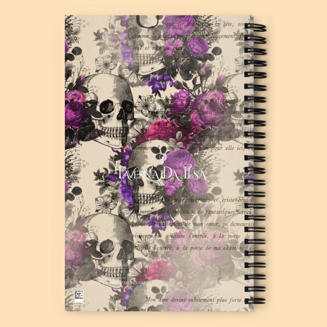 Dark Academia Gothic Floral &amp; Skull Spiral Notebook Taverna da Ilsa 