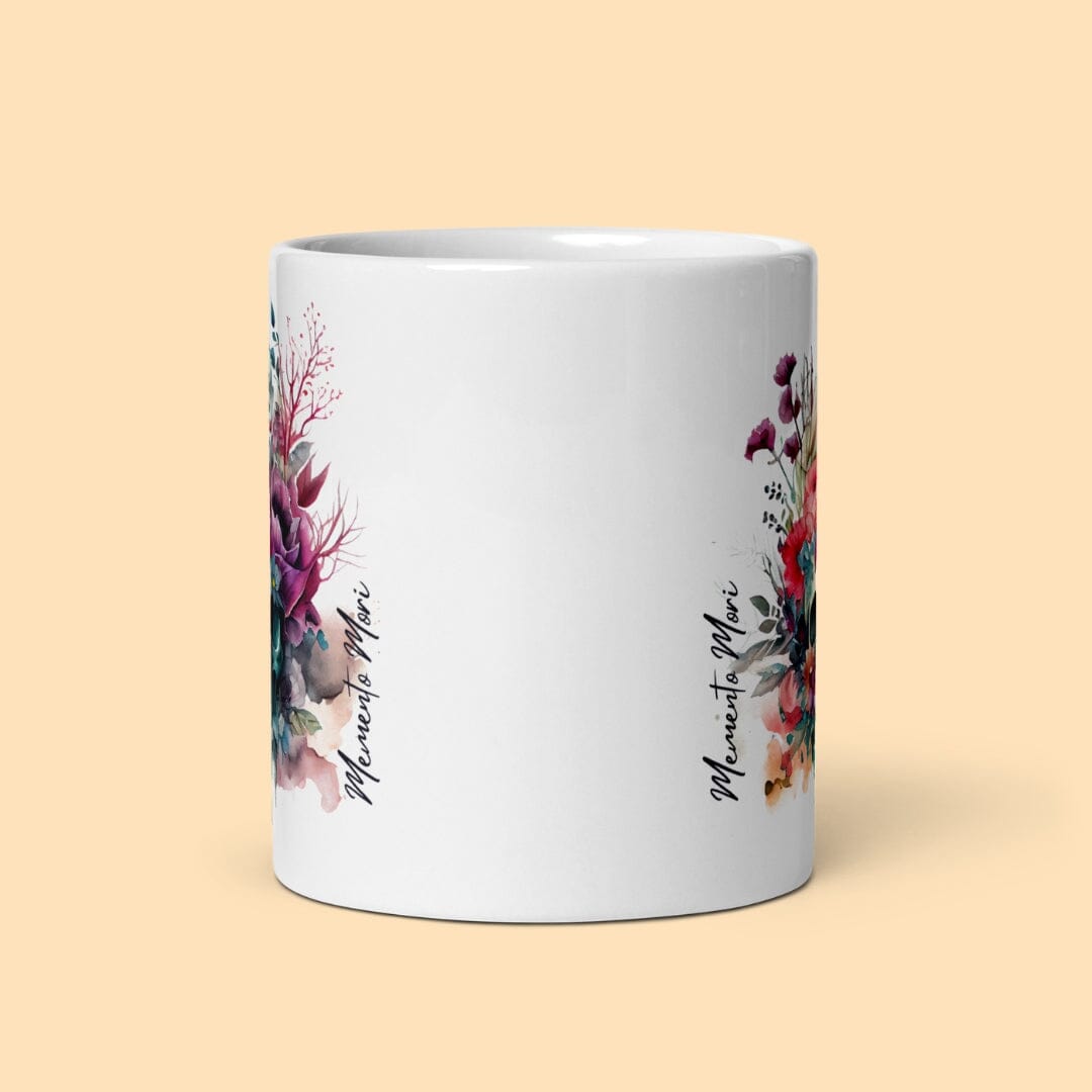 Dark Academia Aesthetic Memento Mori White Glossy Mug I Classic Gothic Mug Taverna da Ilsa 