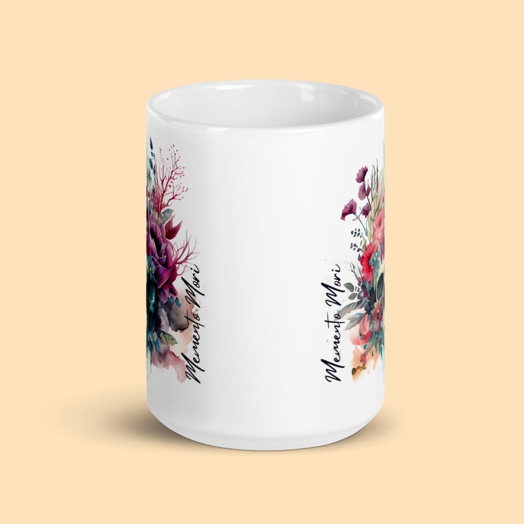 Dark Academia Aesthetic Memento Mori White Glossy Mug I Classic Gothic Mug Taverna da Ilsa 