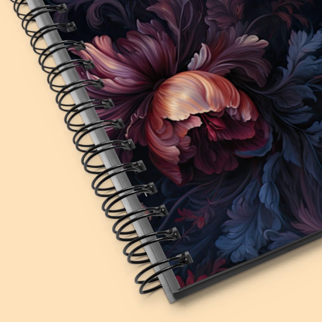 Dark Academia Aesthetic Gothic Floral Rococo Spiral Notebook Taverna da Ilsa 