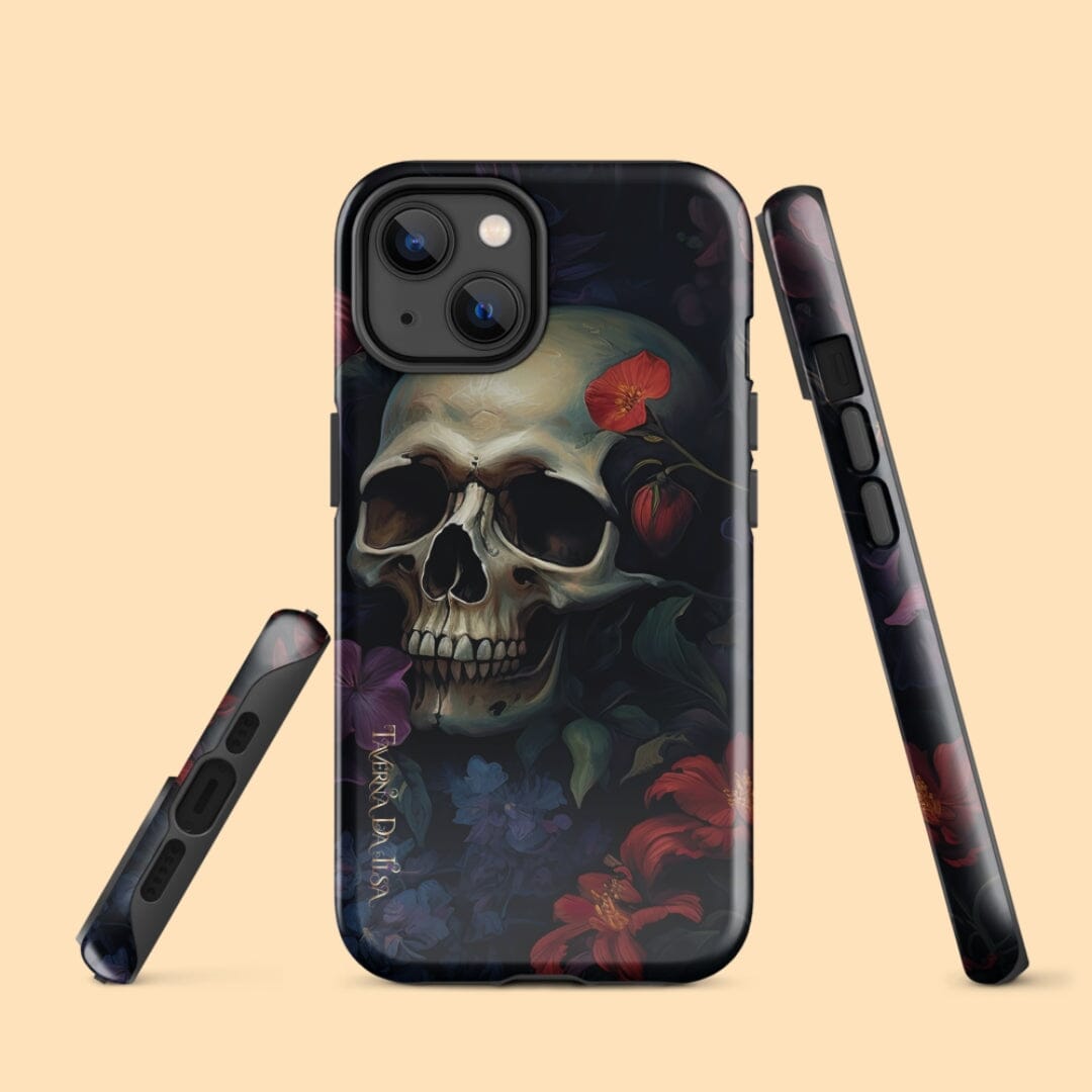 Dark Academia Aesthetic Gothic Skull Red Flowers Tough iPhone Case Phone Case Taverna da Ilsa Glossy iPhone 14 