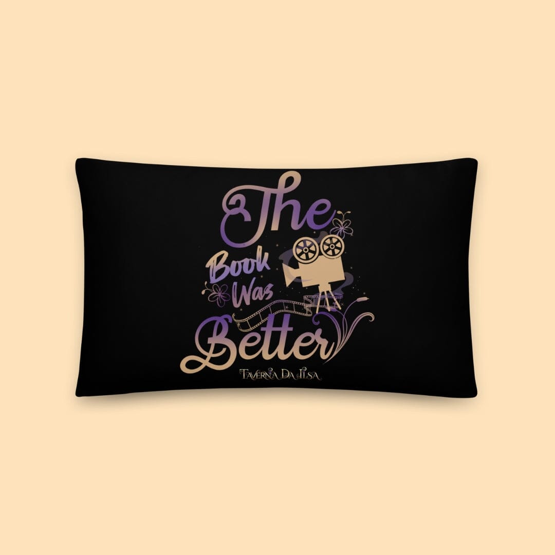 Dark Academia Aesthetic The Book Was Better Collection Black Basic Pillow Pillow Taverna da Ilsa 20″×12″ 