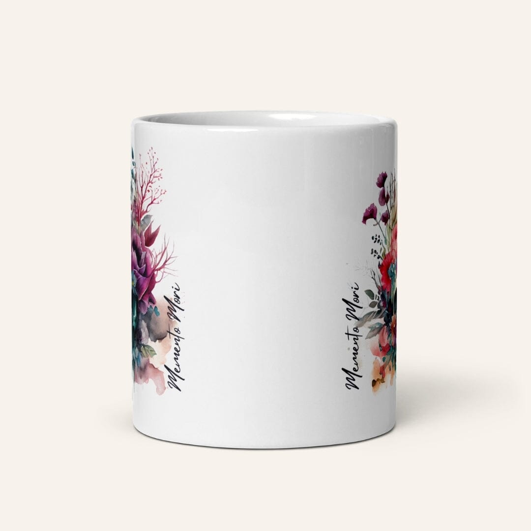 Dark Academia Aesthetic Memento Mori White Glossy Mug I Classic Gothic Mug Taverna da Ilsa 