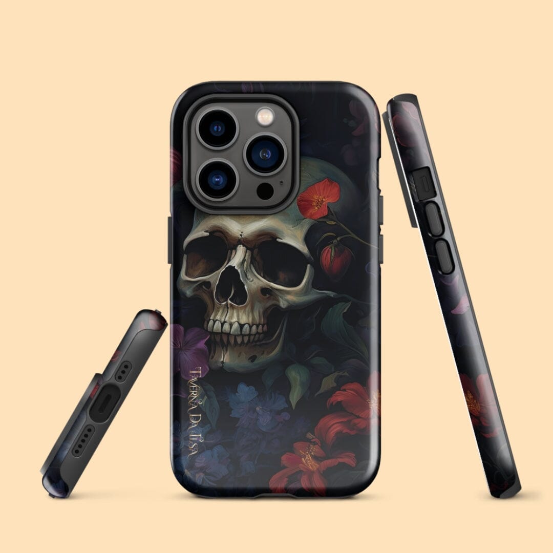 Dark Academia Aesthetic Gothic Skull Red Flowers Tough iPhone Case Phone Case Taverna da Ilsa Glossy iPhone 14 Pro 