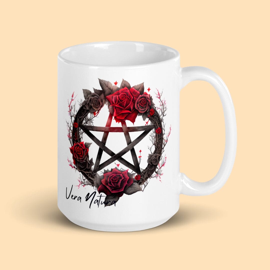 Dark Art Grunge Goth Occult Gothic Aesthetic I Latin Phrase Vera Natura White Glossy Mug Mug Taverna da Ilsa 