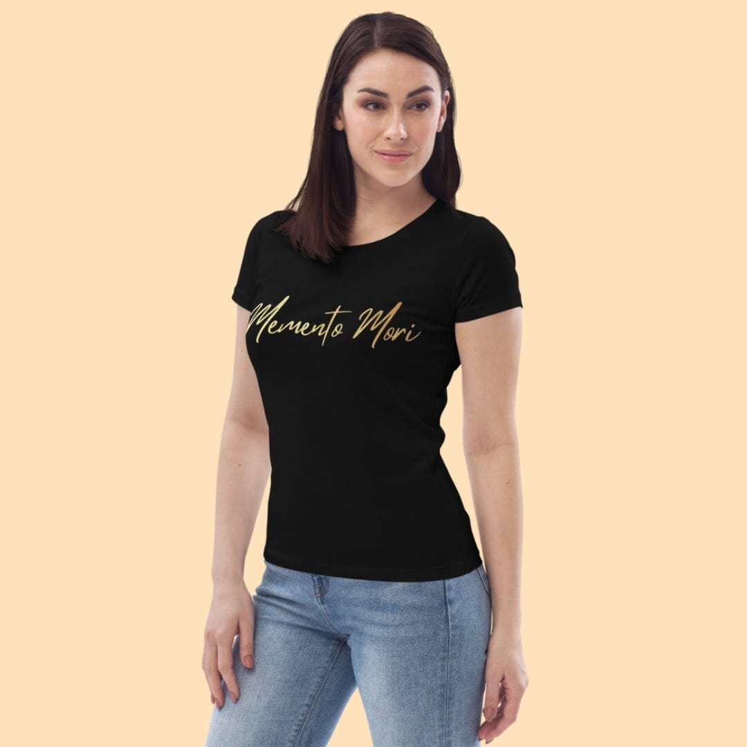 Memento Mori Text Dark Academia Women&#39;s Fitted Eco Tee Taverna da Ilsa 