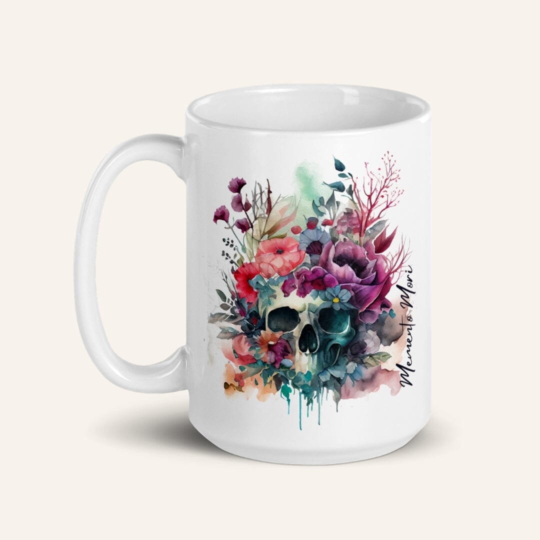 Dark Academia Aesthetic Memento Mori White Glossy Mug I Classic Gothic Mug Taverna da Ilsa 