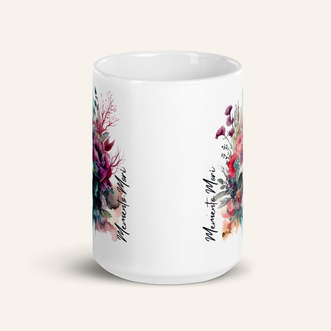 Dark Academia Aesthetic Memento Mori White Glossy Mug I Classic Gothic Mug Taverna da Ilsa 