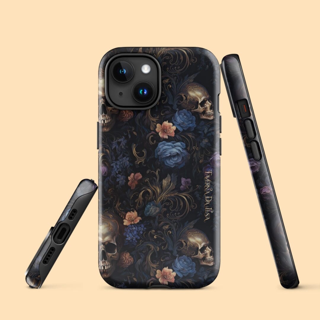 Dark Academia Aesthetic Floral Skull Classic Gothic Tough iPhone Case Phone Case Taverna da Ilsa Glossy iPhone 15 