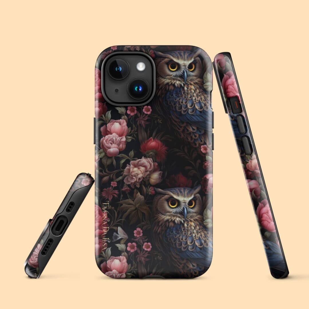 Taverna da Ilsa Dark Academia Aesthetic I Tough iPhone Case Floral Gothic Owl I Gothic Rococo Taverna da Ilsa Glossy iPhone 15 