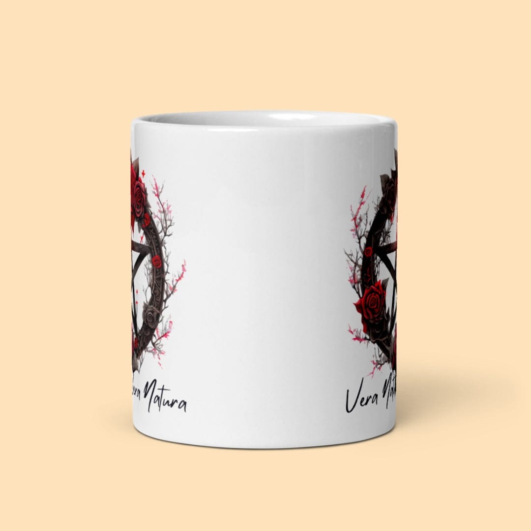 Dark Art Grunge Goth Occult Gothic Aesthetic I Latin Phrase Vera Natura White Glossy Mug Mug Taverna da Ilsa 