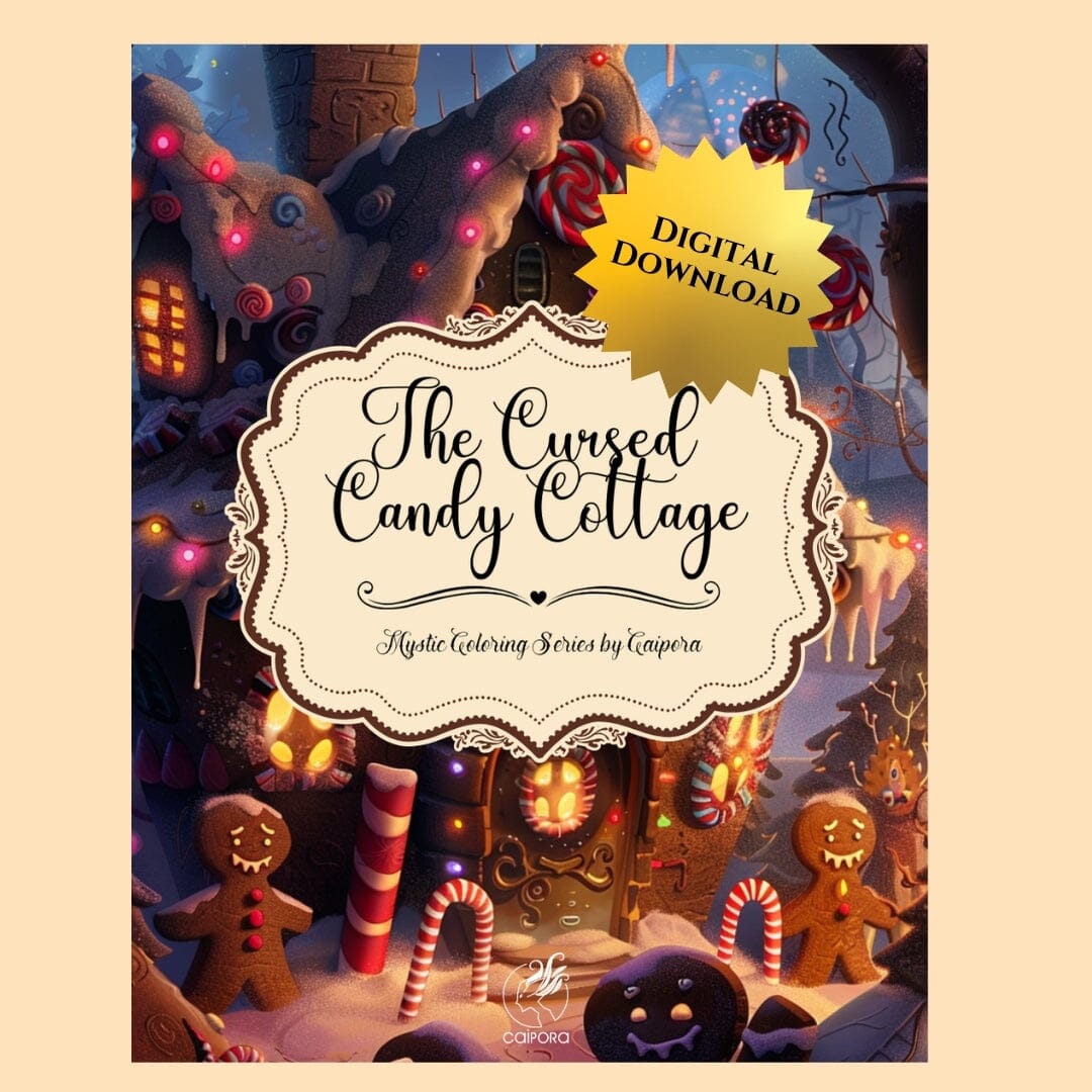 Digital Product The Cursed Candy Cottage Coloring Book for Adults I 24 Pages Digital Pages Caipora Books 