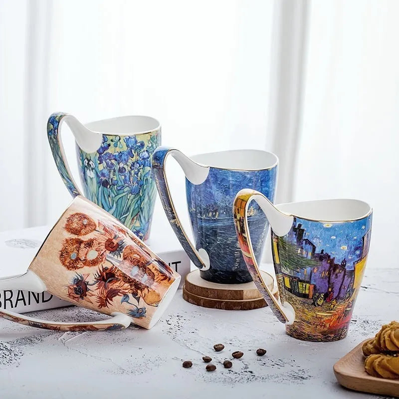 Taverna da Ilsa I Van Gogh Famous Oil Painting Series Work Of Art Retro Literary Coffee Tea Mug Ultra-large Capacity Bone China Breakfast Milk Cup Mug Taverna da Ilsa 