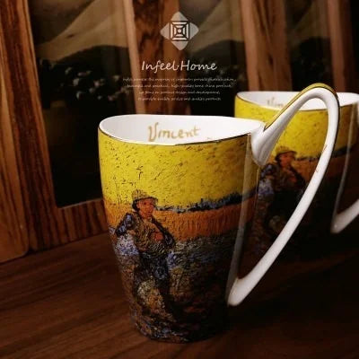 Taverna da Ilsa I Van Gogh Famous Oil Painting Series Work Of Art Retro Literary Coffee Tea Mug Ultra-large Capacity Bone China Breakfast Milk Cup Mug Taverna da Ilsa Sower 600ml 