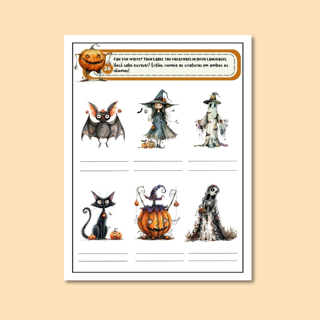 Brincar de Boo: Halloween Bilingual Coloring And Activity Book I English-Brazilian Portuguese coloring books Caipora Books 