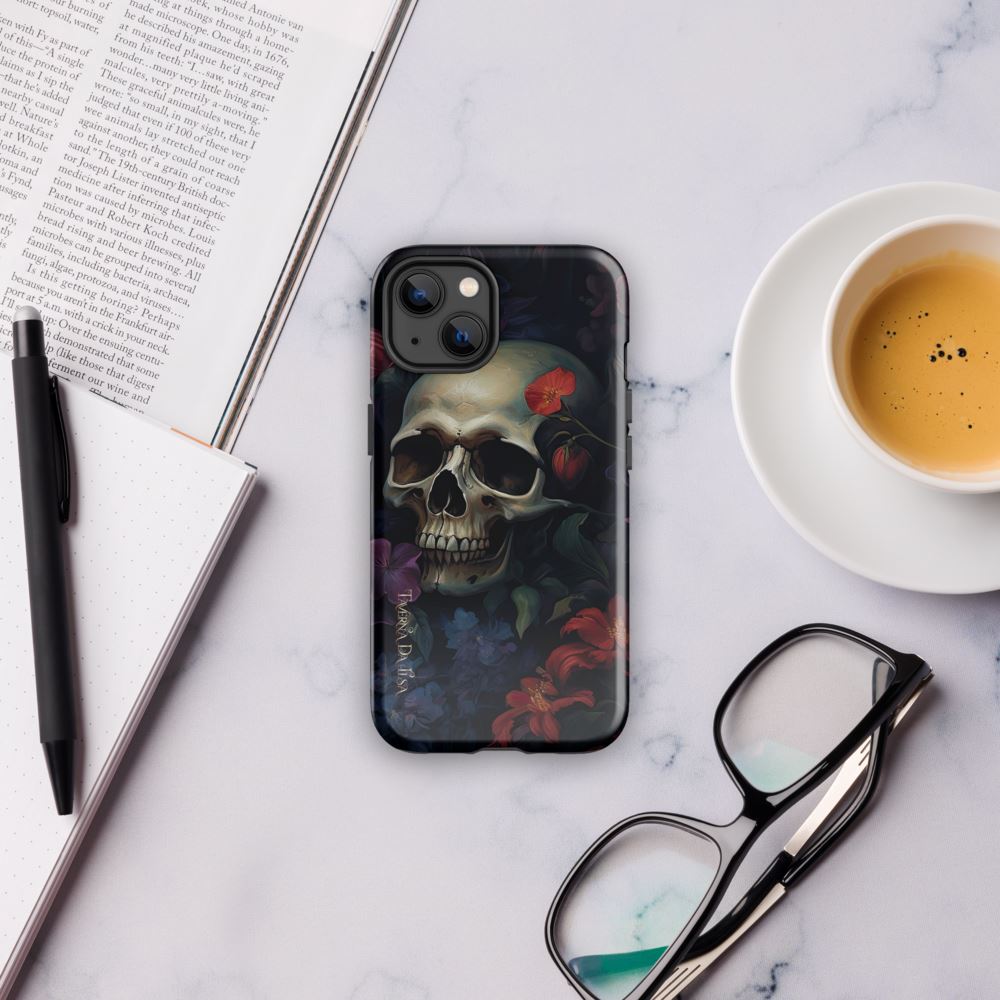 Dark Academia Aesthetic Gothic Skull Red Flowers Tough iPhone Case Phone Case Taverna da Ilsa 